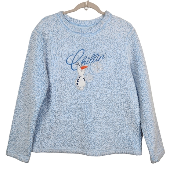 Disney Frozen Olaf Chillin Sherpa Sweatshirt Cute Christmas Sweater Size Medium - Picture 1 of 6